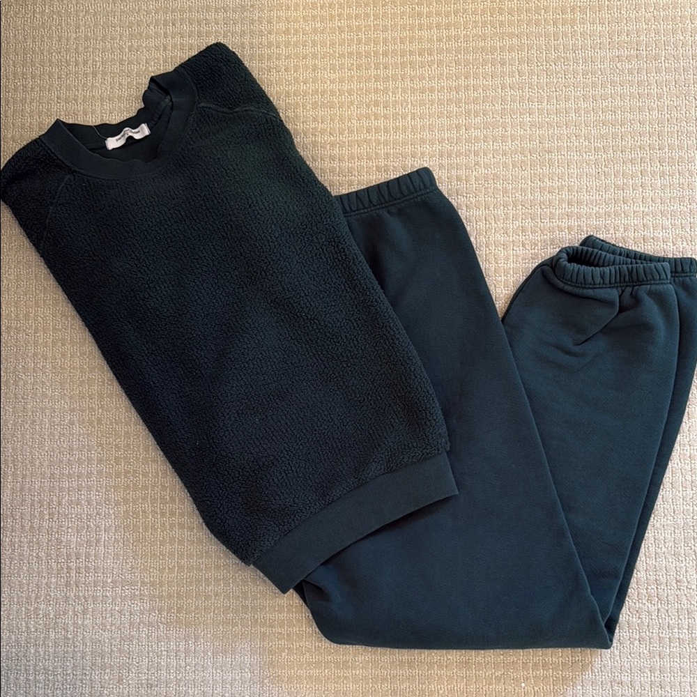Perfect White Tee Dark Green Jogger Set